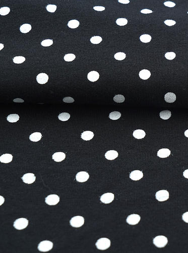 WB17016-1 Double knitted fabric dots 1cm white black